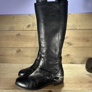 ugg channing II womens size 6 shoes black leather tall riding boots